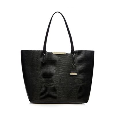 Black snakeskin-effect large shopper bag